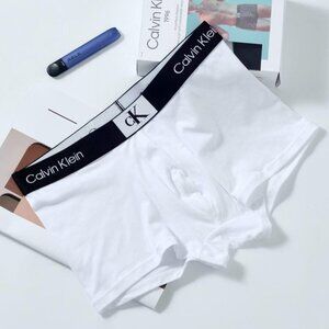 Calvin Klein Small Square Logo Mens Low Rise Trunks White